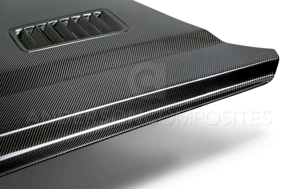 Anderson Composites Type-SN double sided carbon fiber hood for 2015-2017 Ford Mustang  (AC-HD15FDMU-SN-DS)