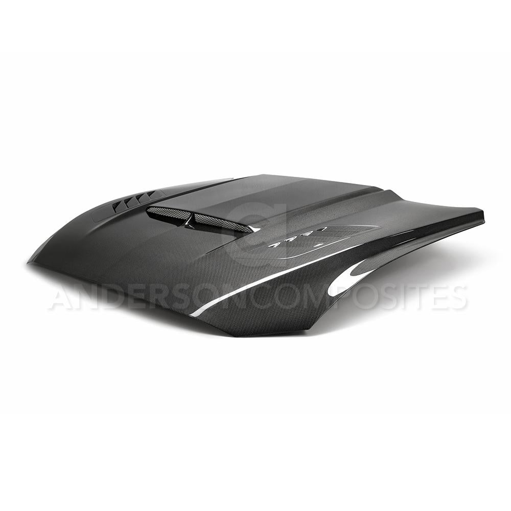 Anderson Composites Type-AB ram air double sided carbon fiber hood for 2018-2020 Ford Mustang  (AC-HD18FDMU-AB-DS)