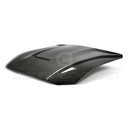 Anderson Composites Type-GR (GT350 Style) double sided carbon fiber hood for 2018-2020 Ford Mustang  (AC-HD18FDMU-GR-DS)