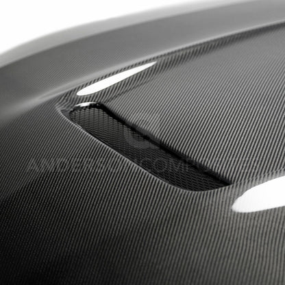 Anderson Composites Type-GR (GT350 Style) double sided carbon fiber hood for 2018-2020 Ford Mustang  (AC-HD18FDMU-GR-DS)