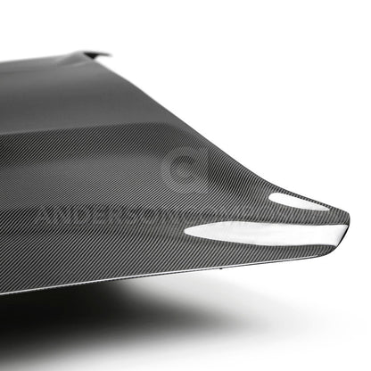 Anderson Composites Type-GR (GT350 Style) double sided carbon fiber hood for 2018-2020 Ford Mustang  (AC-HD18FDMU-GR-DS)