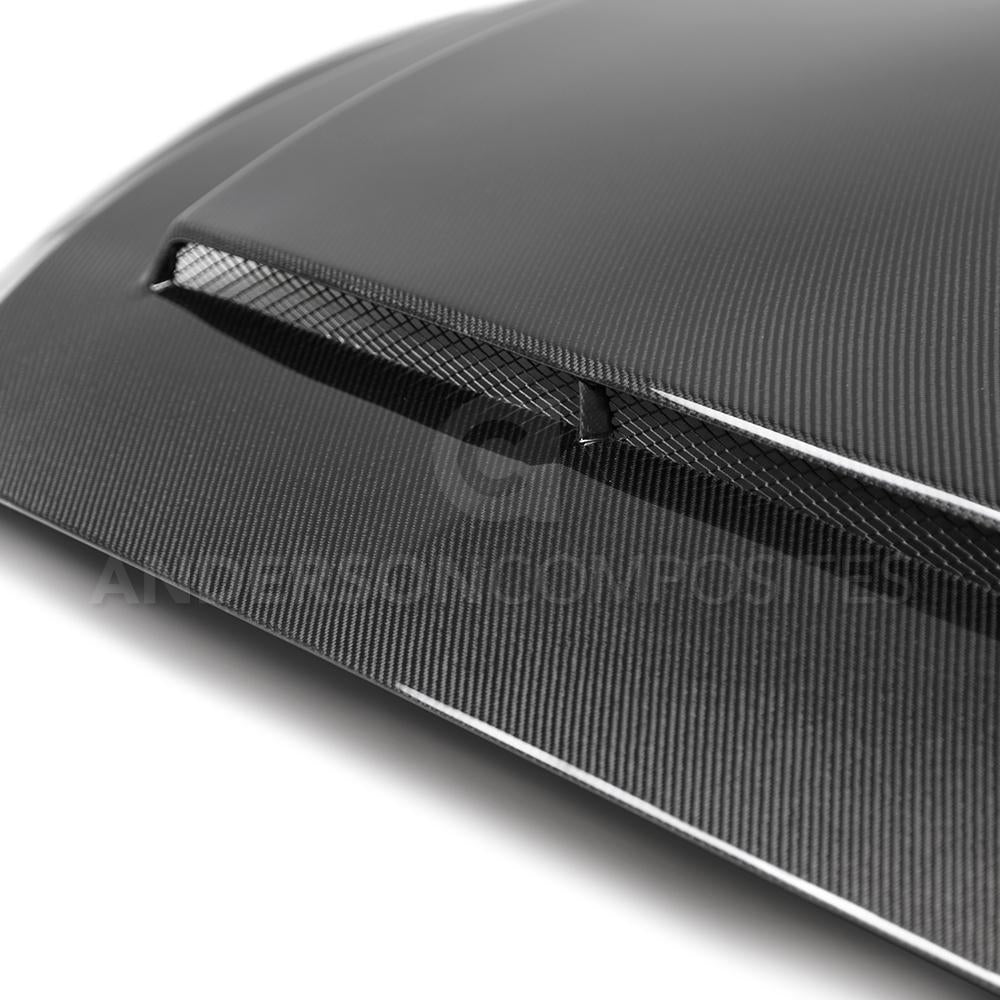 Anderson Composites Type-SN double sided carbon fiber hood for 2018-2020 Ford Mustang  (AC-HD18FDMU-SN-DS)