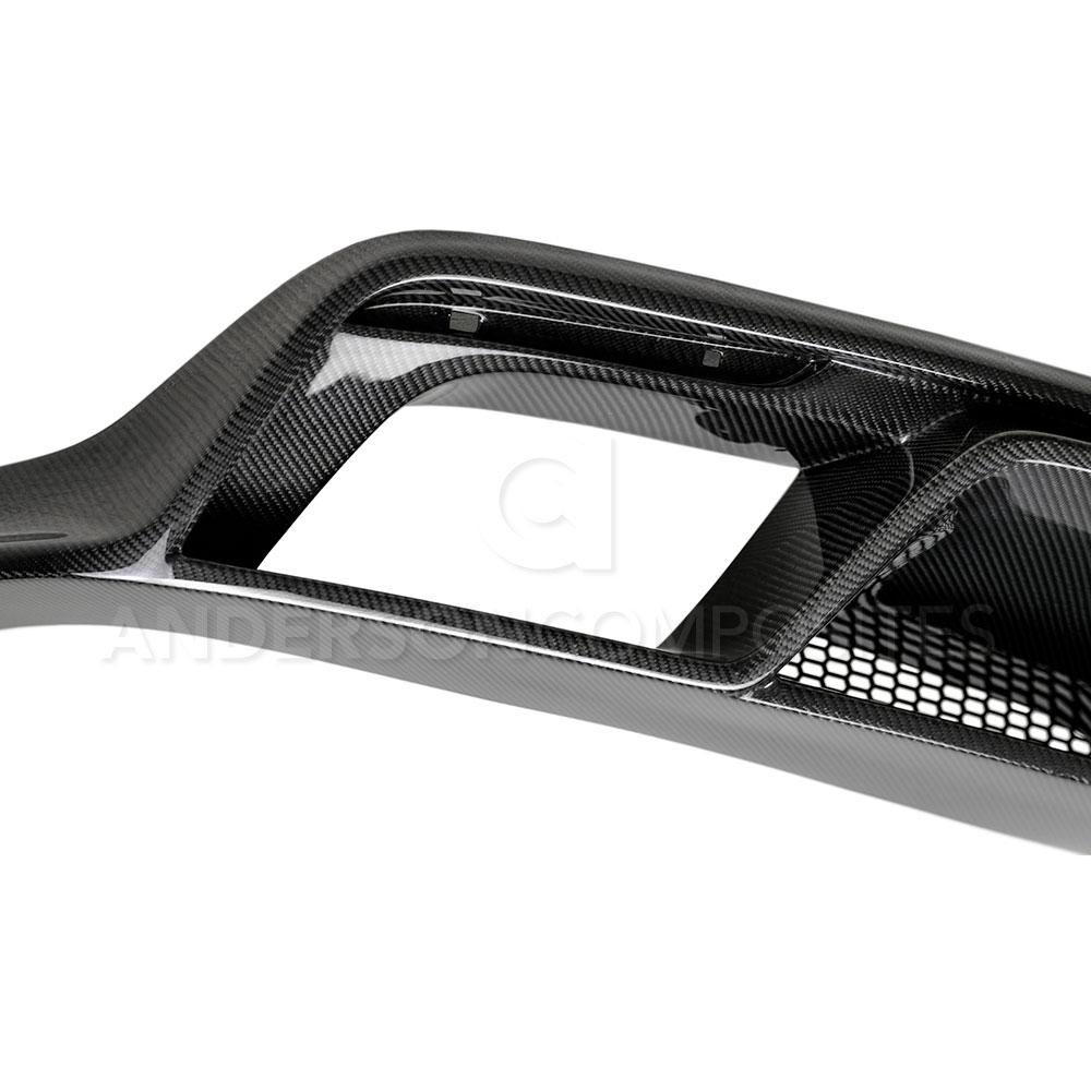 Anderson Composites 15-16 Ford Mustang R-Style Carbon Fiber Rear Valance (for Quad Tip Exhaust) (AC-RL15FDMU-GR)