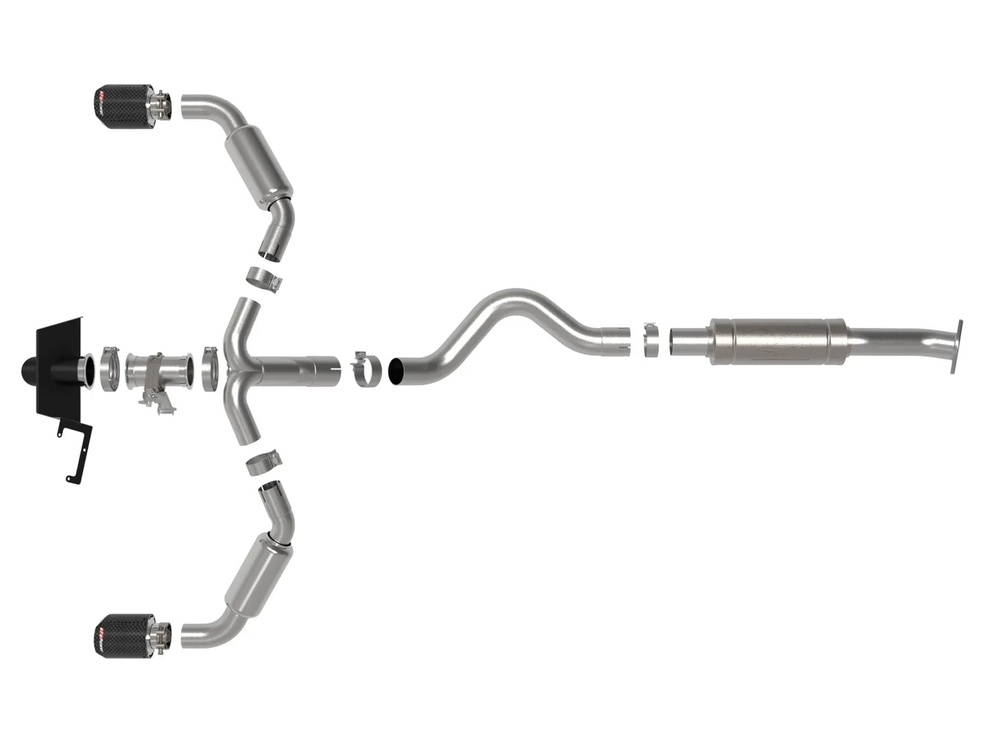 aFe Power Gemini XV 3 IN to 2-1/2 IN 304 Stainless Steel Cat-Back Exhaust System w/ Cut-Out Carbon Fiber | 2023+ Toyota GR Corolla (49-36067-C)