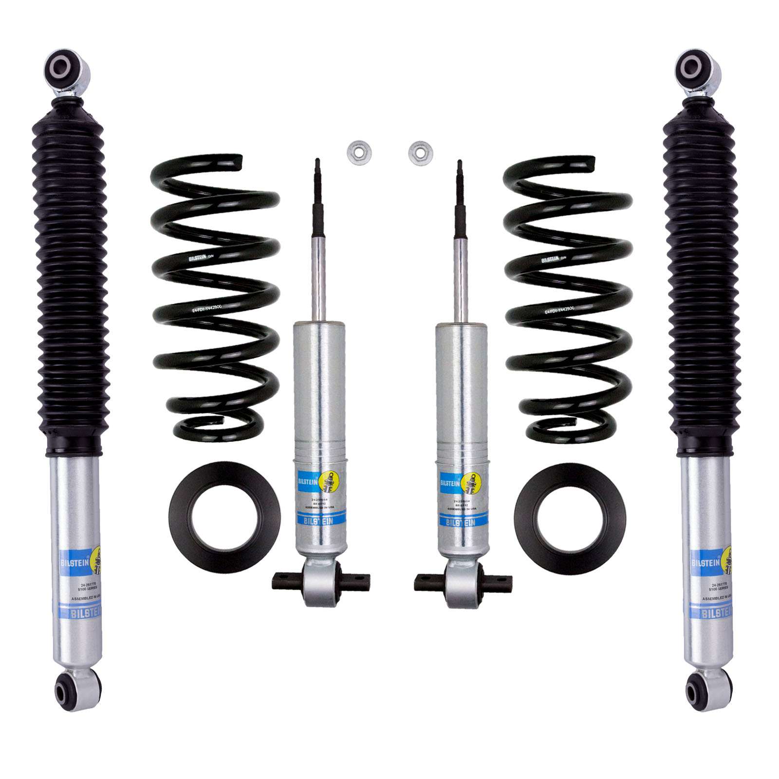 Bilstein 6112 Strut & Spring + Rear B8 5100 Shocks Set w/0-1.85" lift - 2015-2020 GMC Yukon 4WD V8