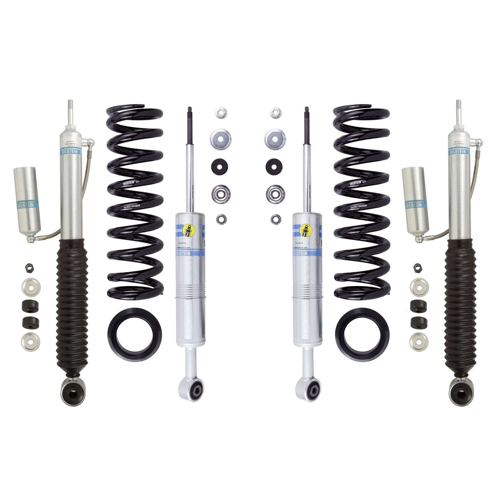 Bilstein 6112 Strut & Spring + Rear B8 5160 Reservoir Shocks Set w/1.5-3.2" lift - 2010-2014 Toyota FJ Cruiser Heavy Load 4WD Front Heavy Load