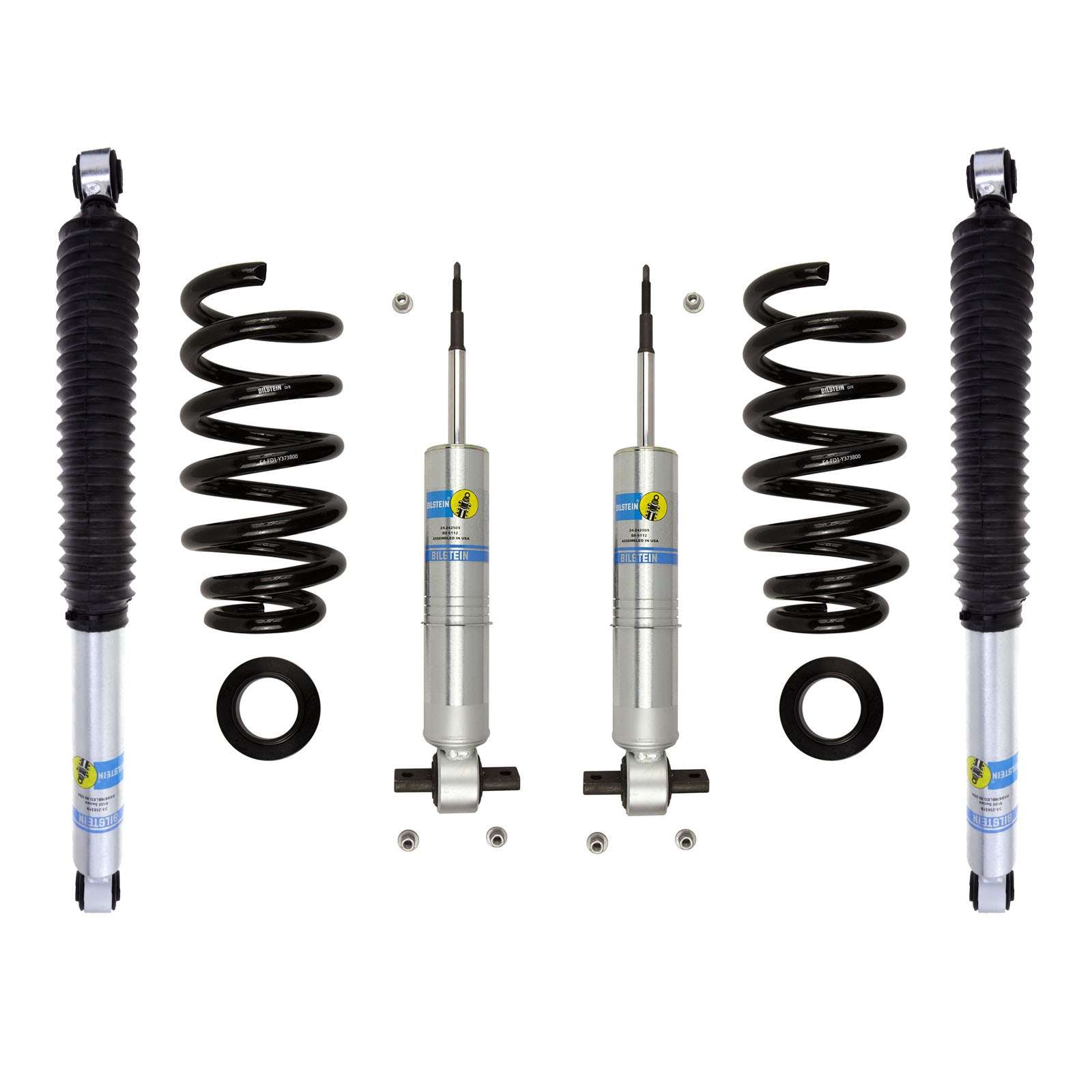 Bilstein 6112 Strut & Spring + Rear B8 5100 Shocks Set w/0-1.85" lift - 2014-2018 Chevrolet Silverado 1500 4WD RWD V8 Crew Cab