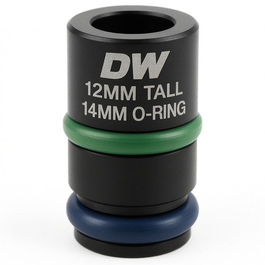 Deatschwerks 12mm Tall - 14mm O-Ring EV14 Fuel Injector Top Height Extension