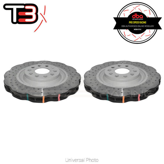 DBA 14-21 Volkswagen GTI (w/Perf Pkg 310mm Rear Disc) Rear 4000 Series Drilled Wavy Rotor w/Slv Hat