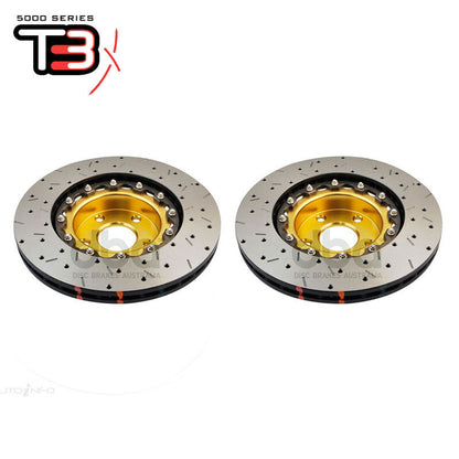 DBA 02-10 WRX / 13+ FR-S / 13+ BRZ Premium Front Drilled & Slotted 5000 Series Rotor w/ Gold Hat