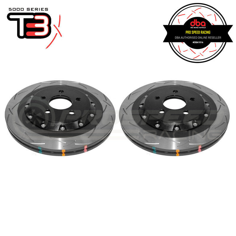DBA 15+ Ford Mustang 2.3L/5.0L Rear Slotted 5000 Series 2 Piece Rotor w/ Black Hat