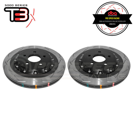 DBA 15+ Ford Mustang 2.3L/5.0L Rear Slotted 5000 Series 2 Piece Rotor w/ Black Hat