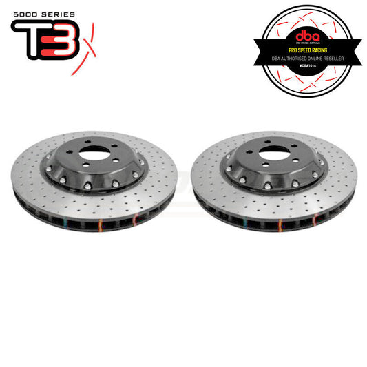 DBA 15-20 Ford Mustang GT Perf Package (380mm Front Rotor) Front 5000 Series Drilled Rotor w/Blk Hat