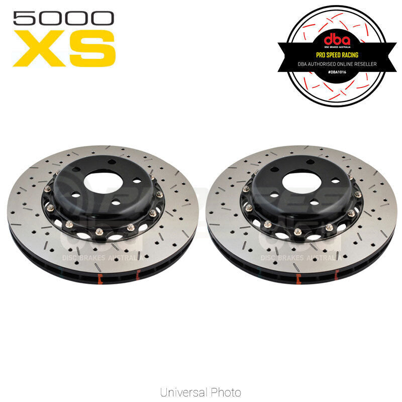 DBA 01-03 Acura CL Front 5000 2-Piece Drilled & Slotted Rotor w/Black Hat