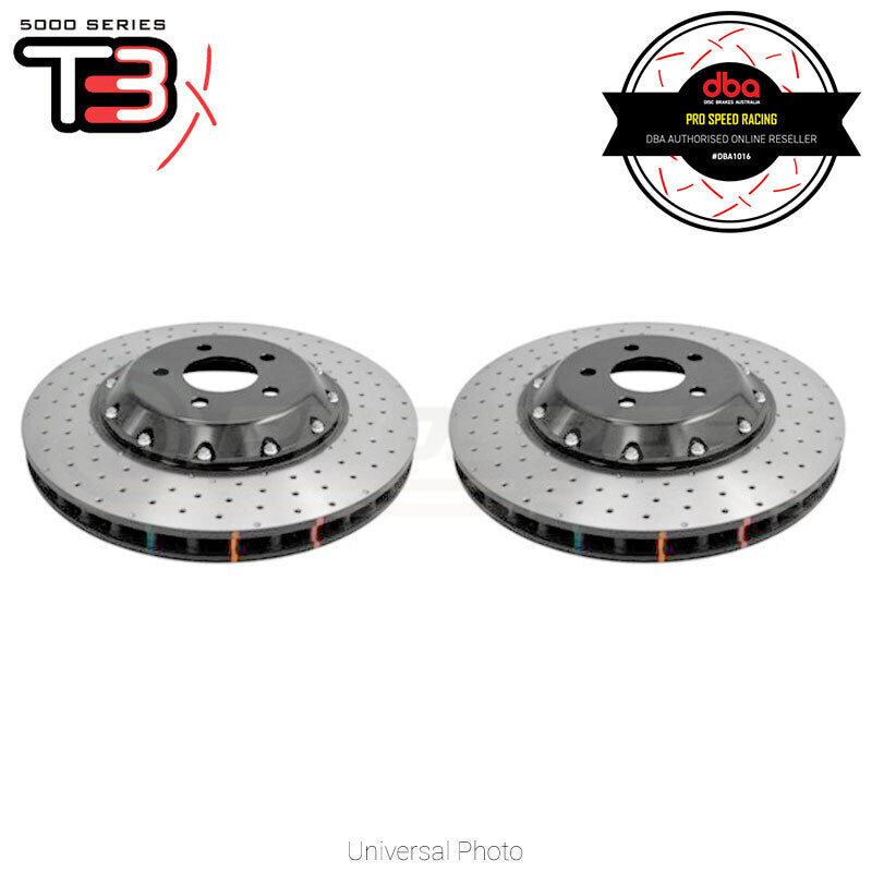 DBA 12-19 Jeep Grand Cherokee SRT8 5000 Series Drilled Front Brake Rotor 2 Piece w/ Hats