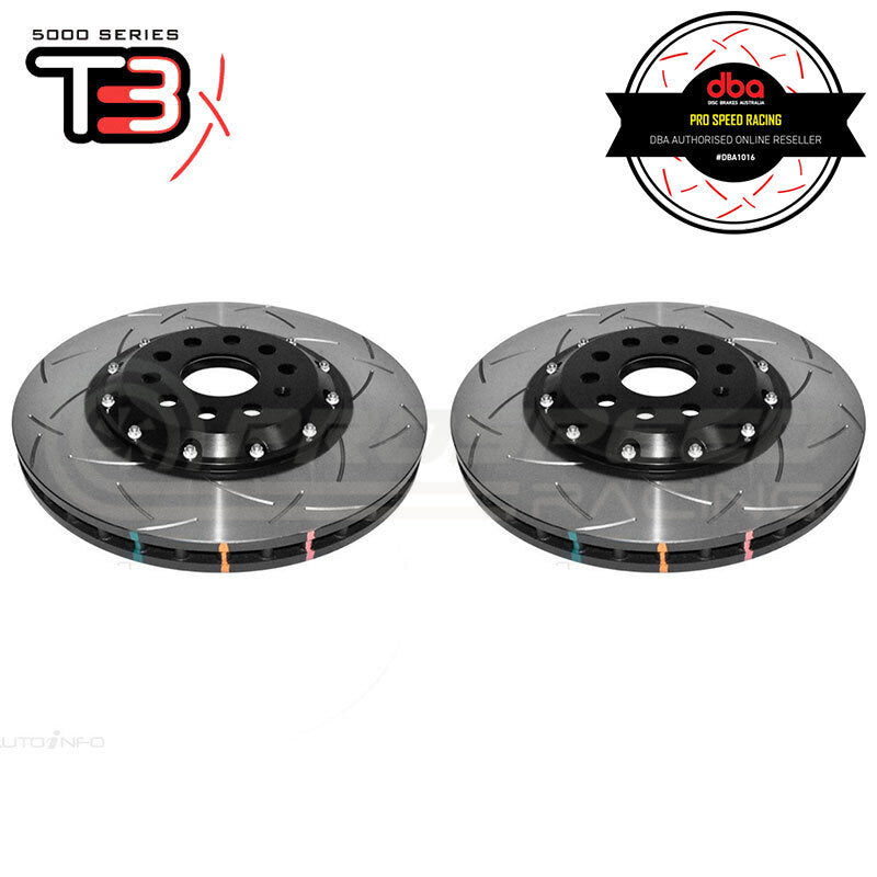 DBA 13-17 VW Golf R (MK7) 5000 Fully Assembled 2-Piece Rotor Black Hat T3 Slotted KP Front