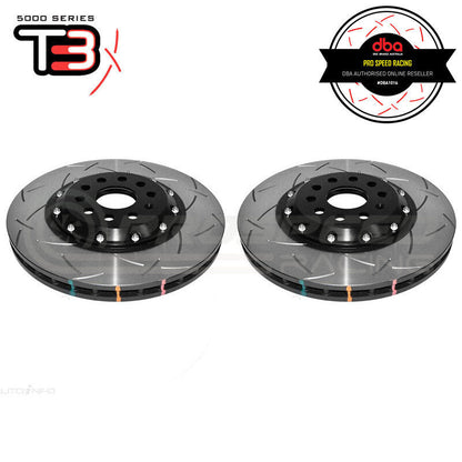 DBA 13-17 VW Golf R (MK7) 5000 Fully Assembled 2-Piece Rotor Black Hat T3 Slotted KP Front