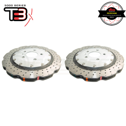 DBA 13-16 Audi RS5 (w/Scalloped edge Iron Discs) Rear 5000 Series Drilled Wavy Rotor w/Silver Hat