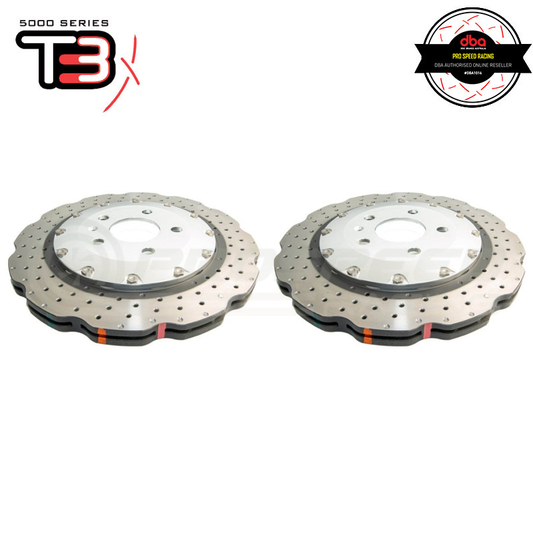 DBA 13-16 Audi RS5 (w/Scalloped edge Iron Discs) Rear 5000 Series Drilled Wavy Rotor w/Silver Hat