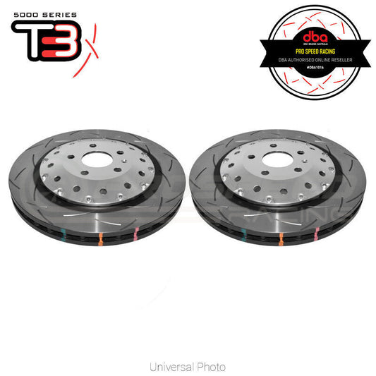 DBA 2014+ Audi RS Q3 Front 5000 Series Cross Drilled & Dimpled Rotor w/Clear Anodized Hat