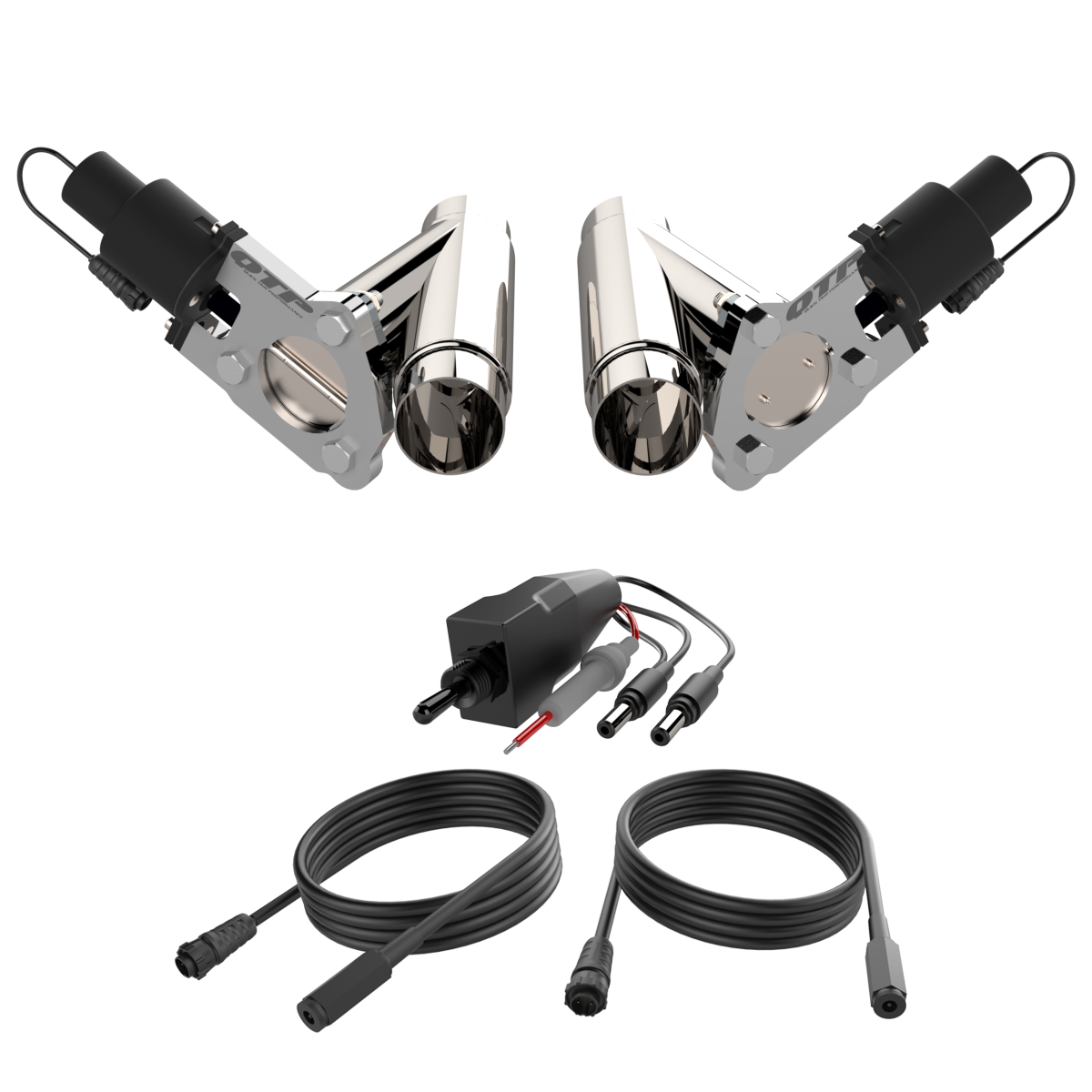 QTP QTEC45CP Dual 2.25in Electric Valves Wiring Switch 2 SS Cutouts