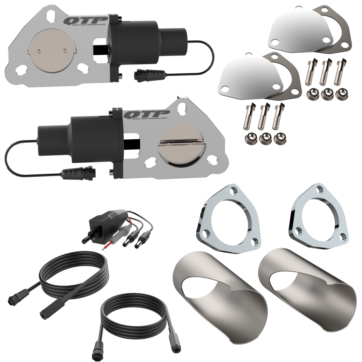 QTP QTEC50DIY Dual 2.5in Electric Valves Wiring Switch DIY Cutout Pipes