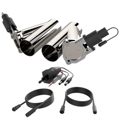 Dual 3.5 Inch QTP Electric Exhaust Cutout Combo Kit