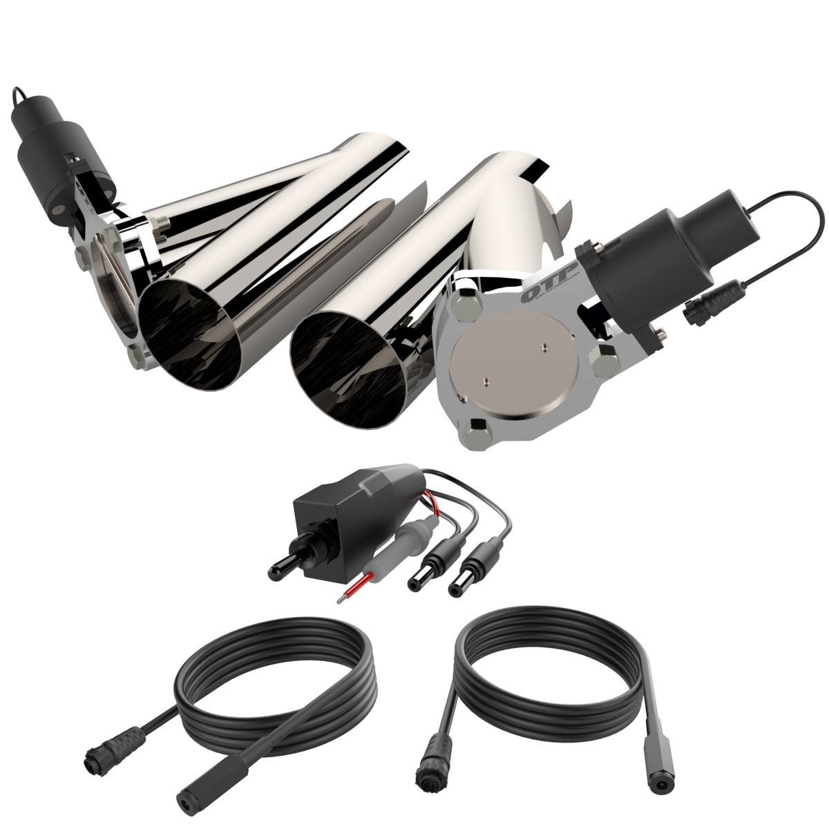 Dual 3.5 Inch QTP Electric Exhaust Cutout Combo Kit
