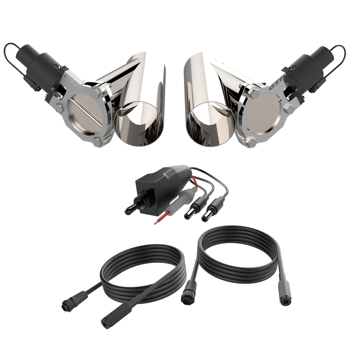 Dual 3.5 Inch QTP Electric Exhaust Cutout Combo Kit