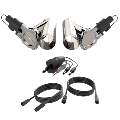 Dual 3.5 Inch QTP Electric Exhaust Cutout Combo Kit