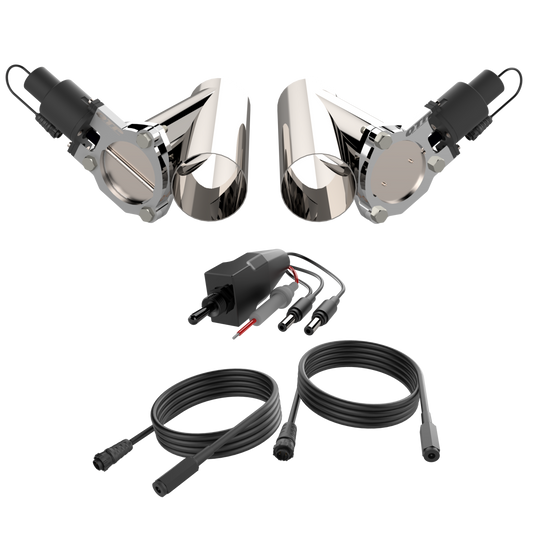 Dual 3.5 Inch QTP Electric Exhaust Cutout Combo Kit