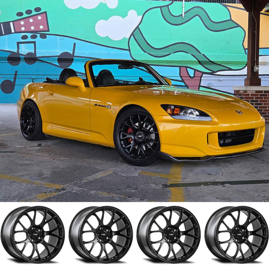 (set of 4) Konig F1M Satin Black | 18x8.5 +35mm For Honda S2000