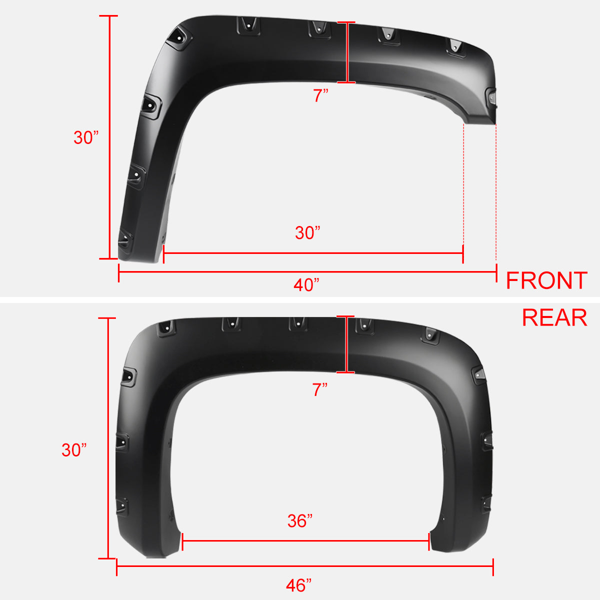2007-2013 Chevrolet Silverado 1500/2500HD/3500HD Fleetside Smooth Rivet Style Fender Flares