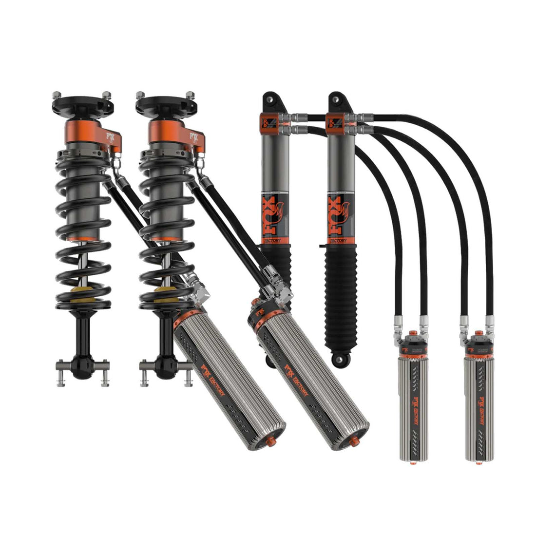Fox 3.0 Factory Race Series Adjustable Coilover w/ Reservoir + Rear Shocks Set w/3" lift - 2019-2024 GMC Sierra 1500 4WD RWD w/UCA