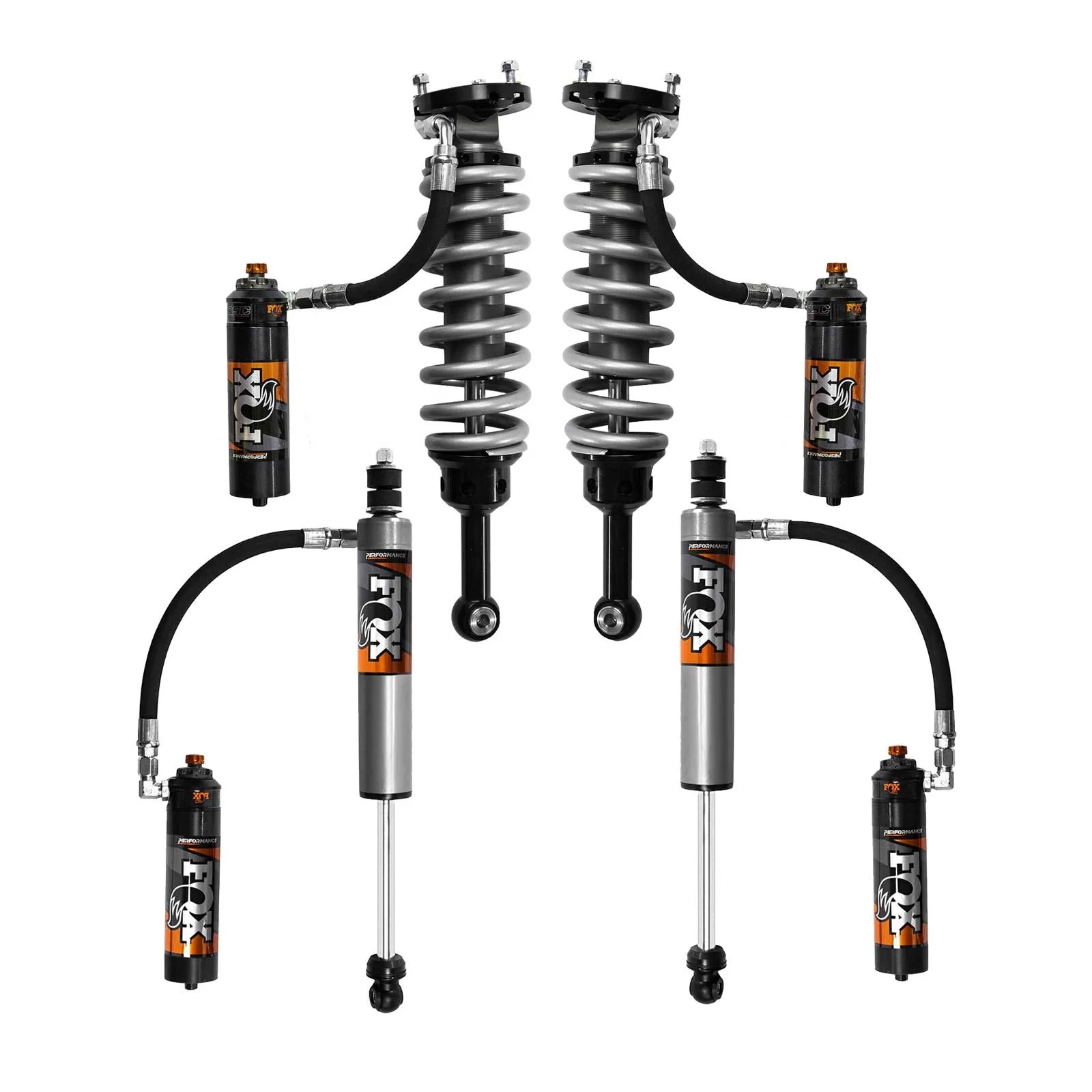 Fox 2.5 Performance Elite Adjustable Coilover w/ Reservoir + Rear Shocks Set w/2" lift - 2005-2023 Toyota Tacoma 4WD RWD