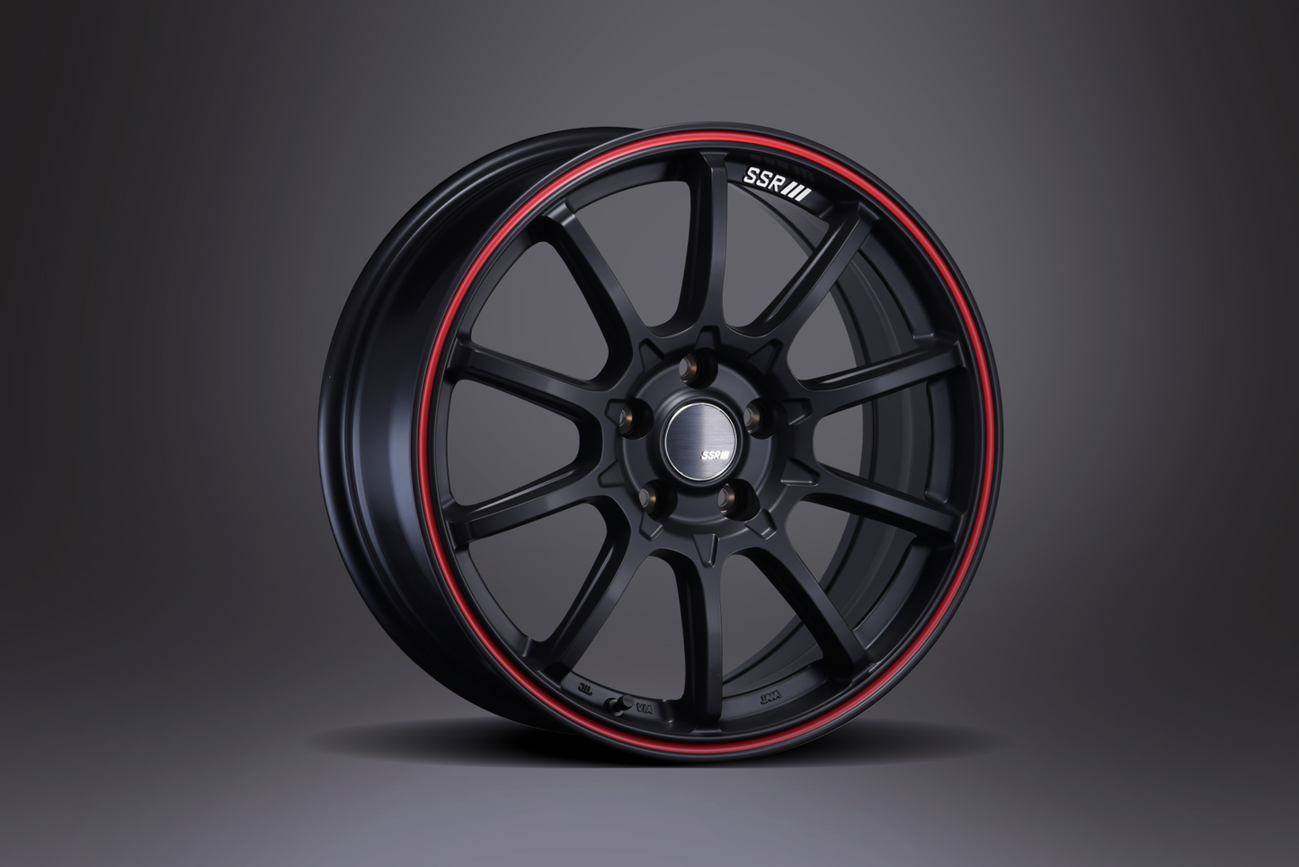 SSR GTV05 18x7.5 +45 5x114.3 Flat Black Red Line