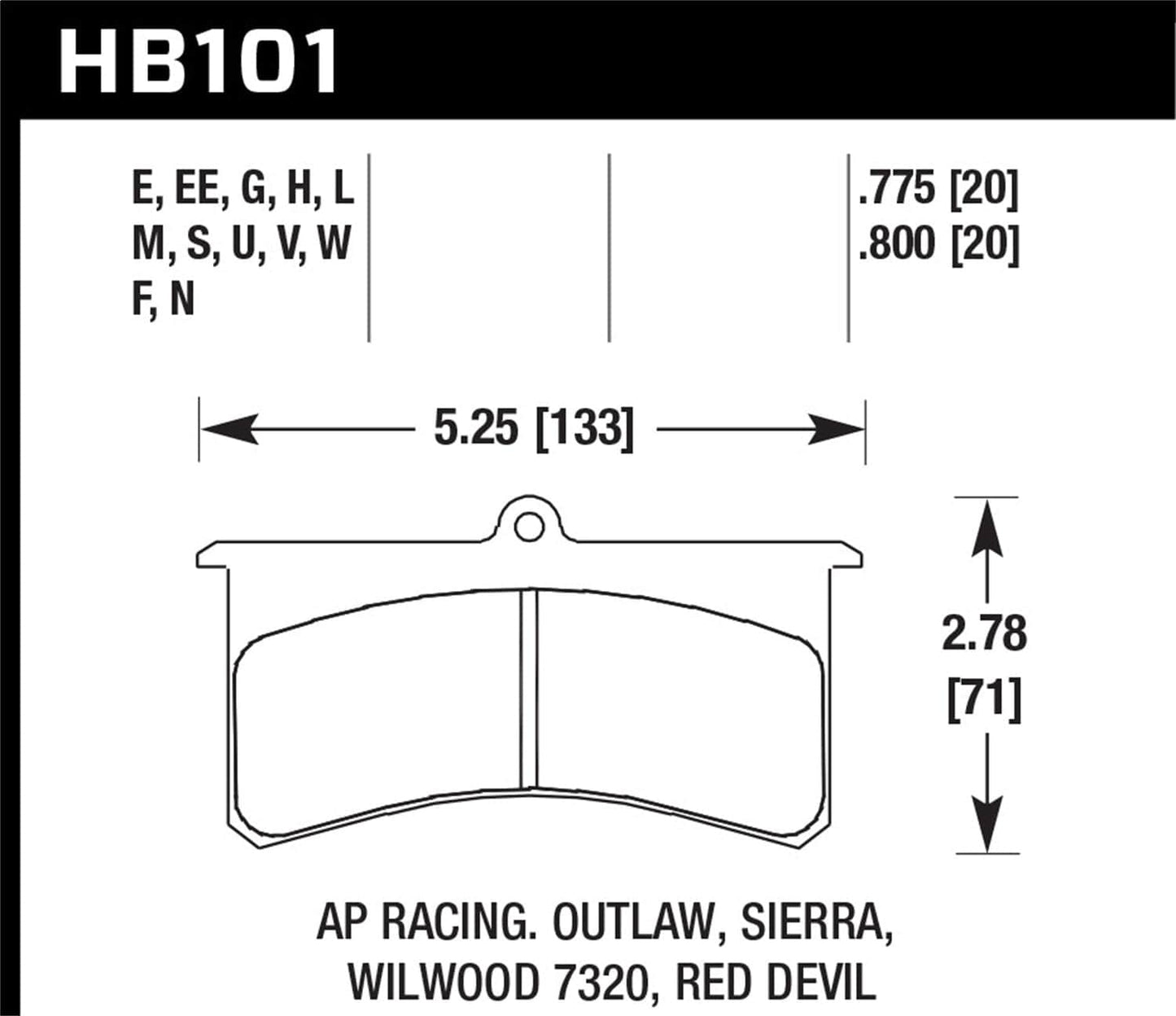 Hawk DTC-80 Wilwood DL/Outlaw/Sierra 12mm Race Brake Pads