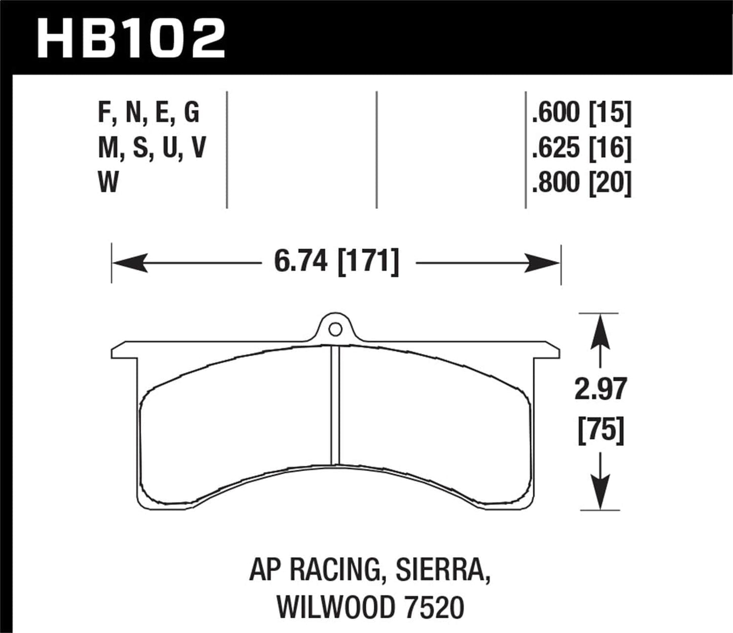Hawk DTC-80 AP Racing 25mm Race Brake Pads