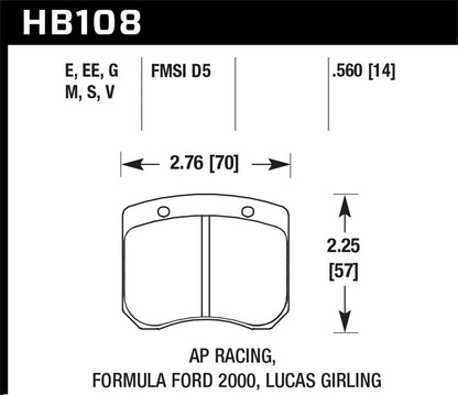Hawk AP Racing DTC-60 Rear Race Brake Pads