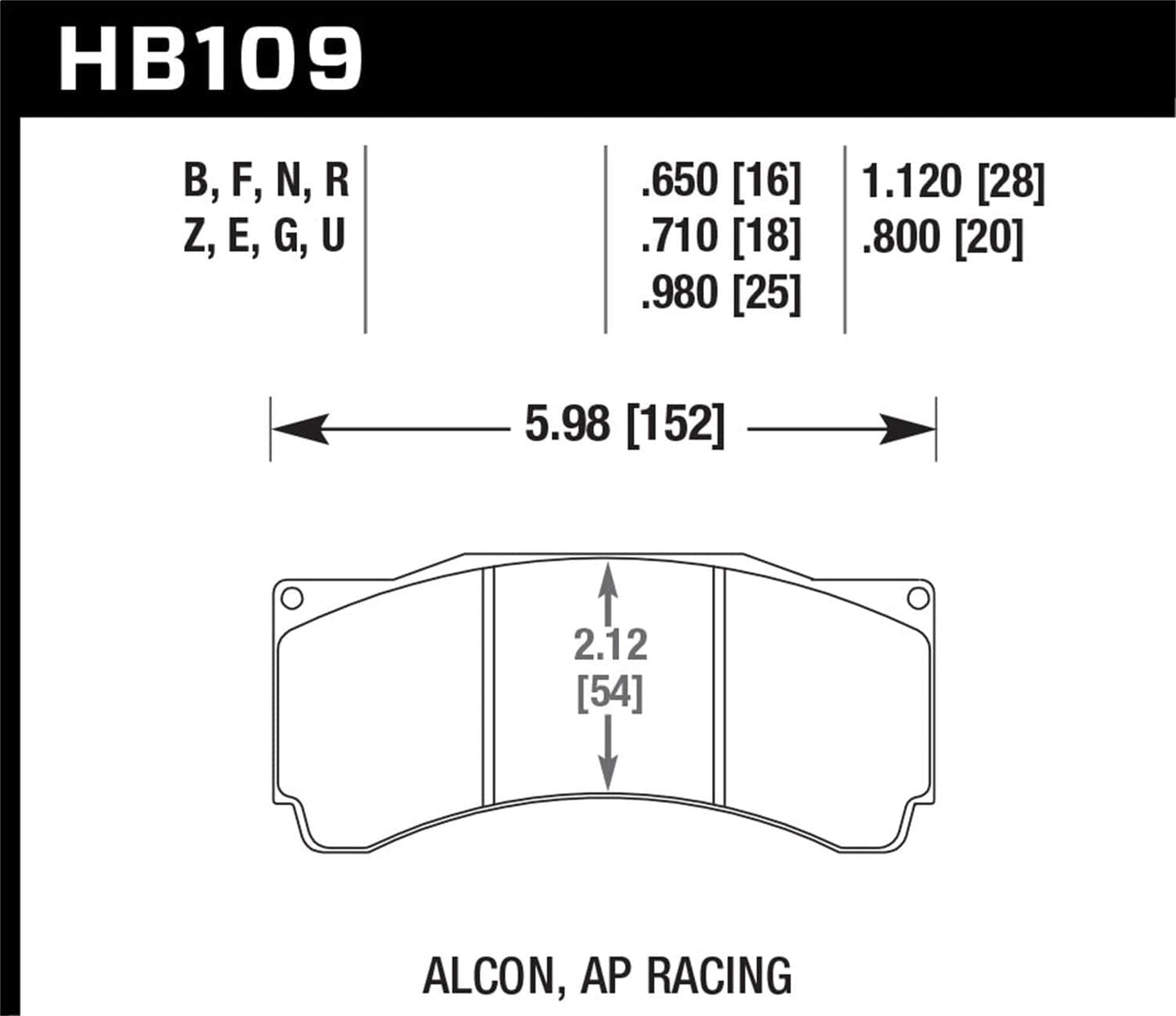 Hawk AP Racing 6 - Sierra/JFZ - Wilwood DTC-60 Race Brake Pads