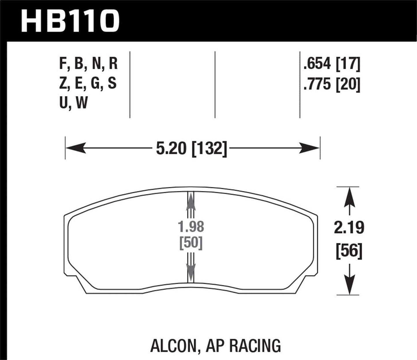 Hawk Aerospace Single Dynalite 12mm Thickness DTC-30 Race Brake Pads