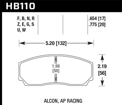 Hawk Aerospace Single Dynalite 12mm Thickness DTC-30 Race Brake Pads