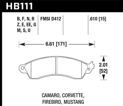 Hawk 19+ Chevy Corvette C8 Street DTC-60 Motorsports Brake Pads