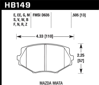 Hawk 90-93 Mazda Miata DTC-50 Race Front Brake Pads