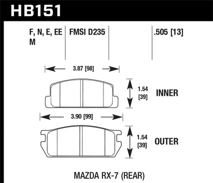 Hawk 2010 Camaro SS Blue 9012 Race Rear Brake Pads