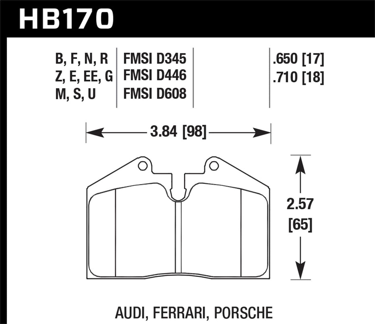 Hawk 96-81 Chevy Camaro DTC-60 Race Front Brake Pads