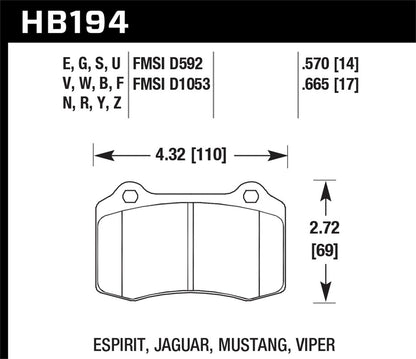 Hawk 19+ Chevy Corvette C8 DTC-70 Motorsports Brake Pads