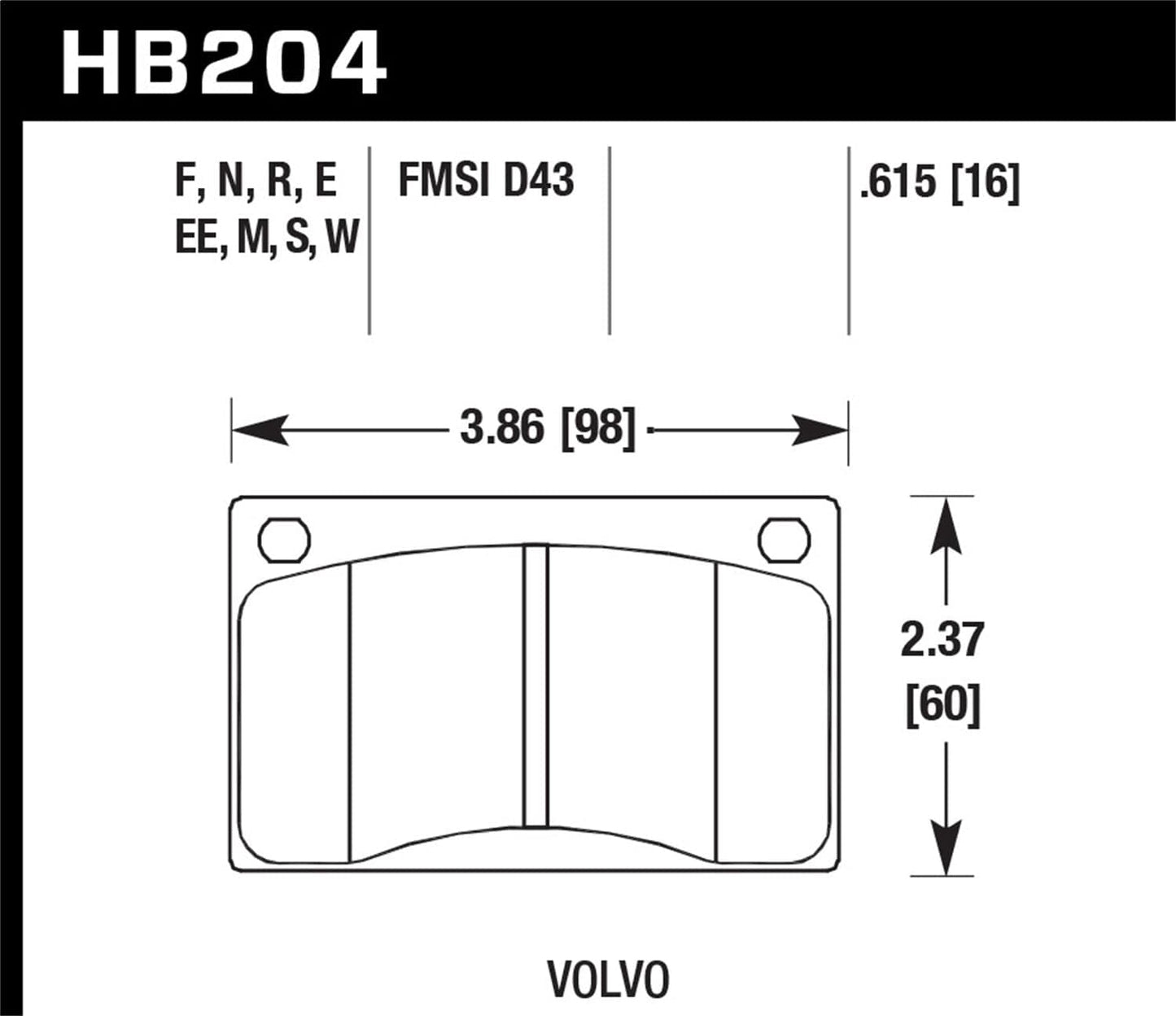 Hawk 90-93 Geo Storm / 90-92 Isuzu Impulse / 90-93 Mazda Miata DTC-30 Front Race Pads