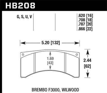 Hawk Brembo Disc DTC-70 w/ 1.140in Thickness Race Brake Pads