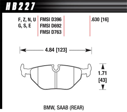 Hawk 84-4/91 BMW 325 (E30) DTC-50 Race Rear Brake Pads